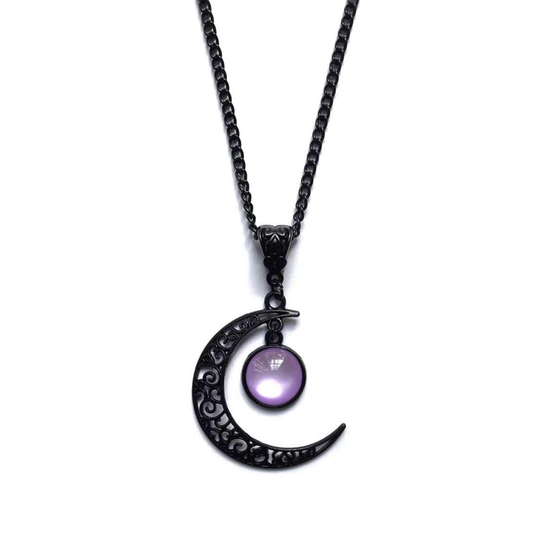 Women's Gothic Beaded Moon Necklace - Punk Lovers