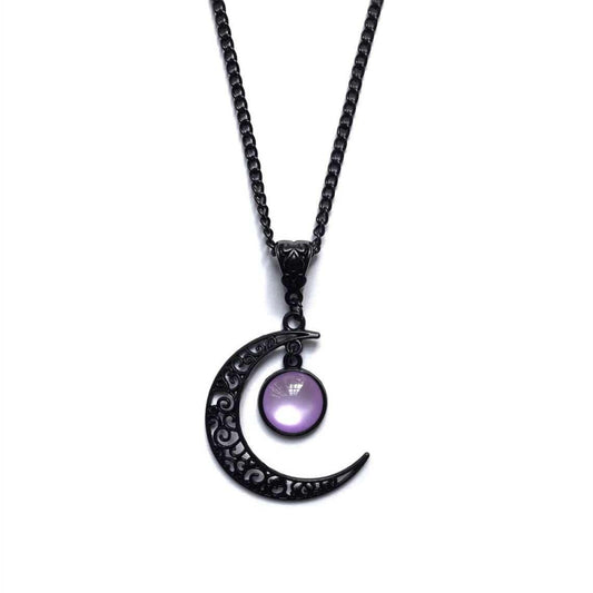 Women's Gothic Beaded Moon Necklace - Punk Lovers