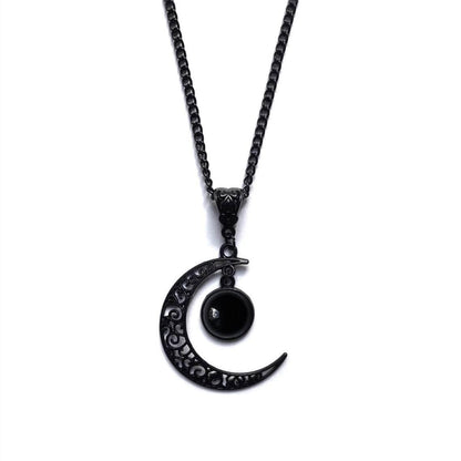 Women's Gothic Beaded Moon Necklace - Punk Lovers