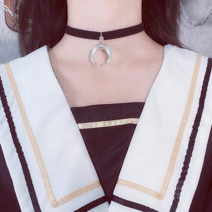 Women's Gothic Moon Pendant Chockers - Punk Lovers