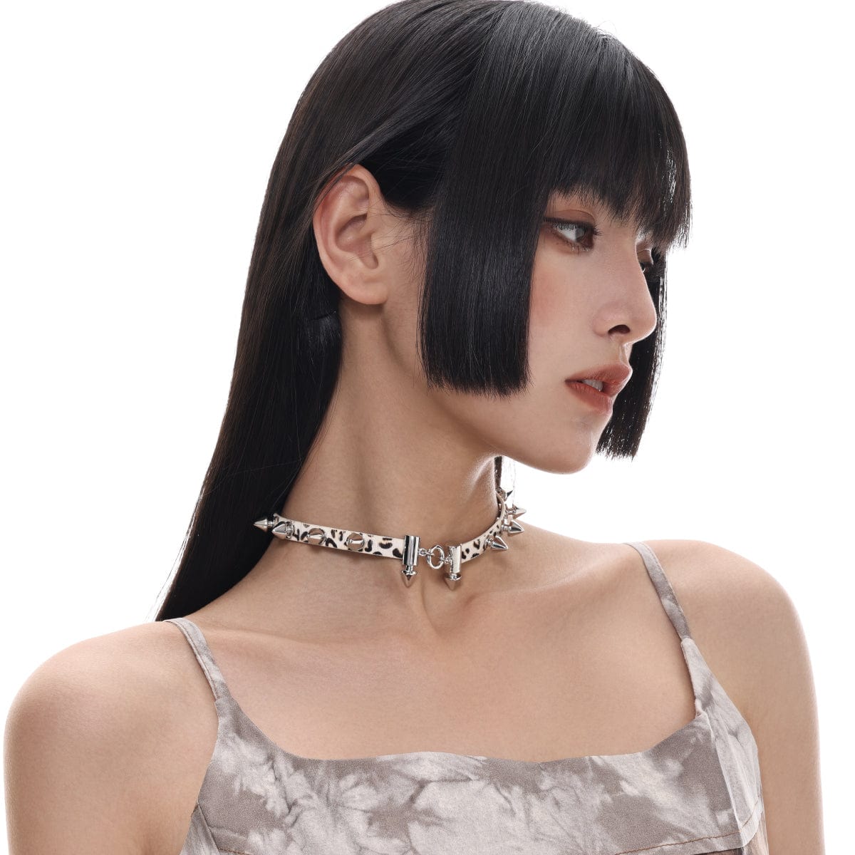 Women's Grunge Rivets Leopard Printed Choker - Punk Lovers