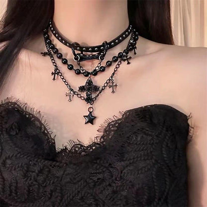 Women's Punk Cross Star Multi-layer Choker - Punk Lovers
