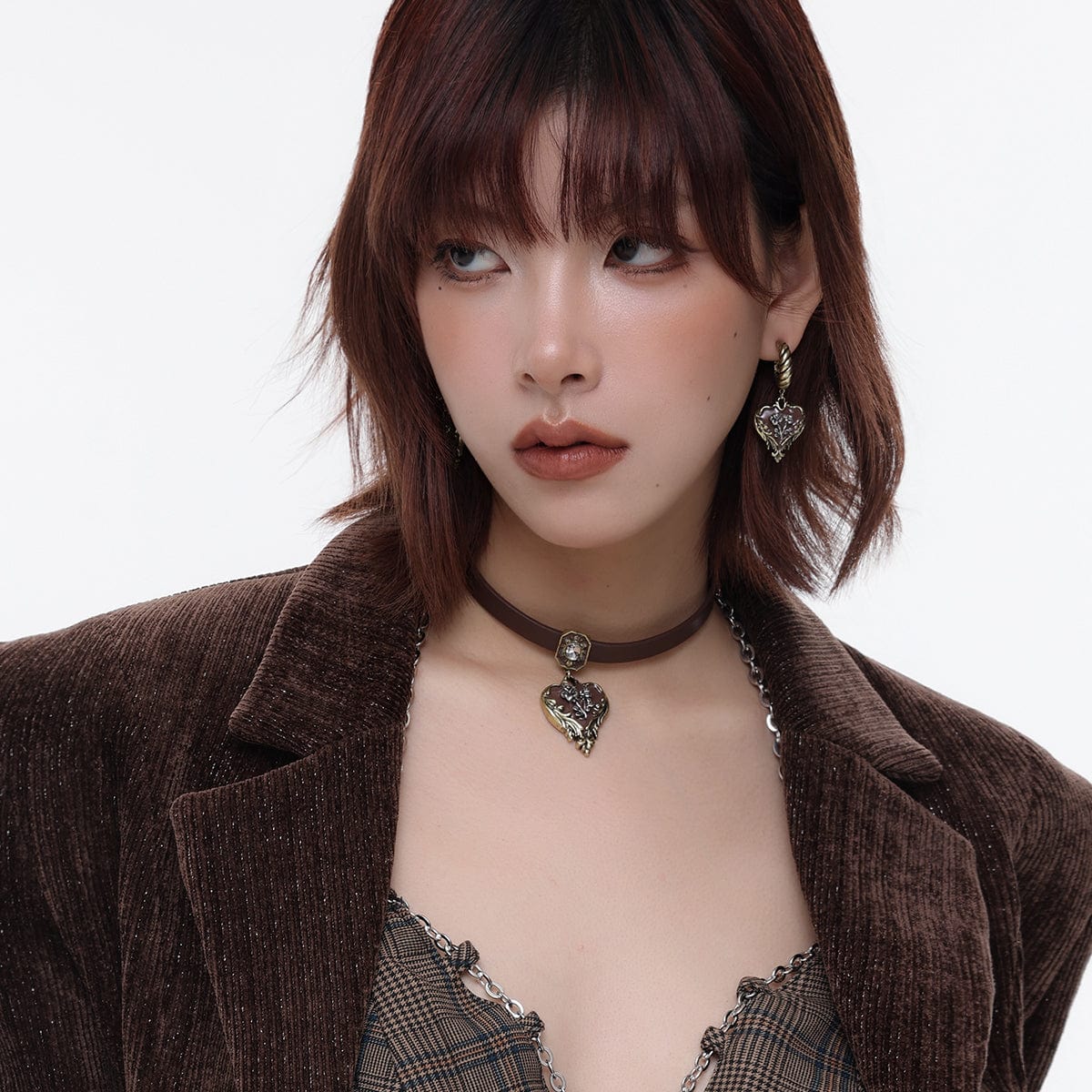 Women's Punk Heart Rose Distressed Choker - Punk Lovers