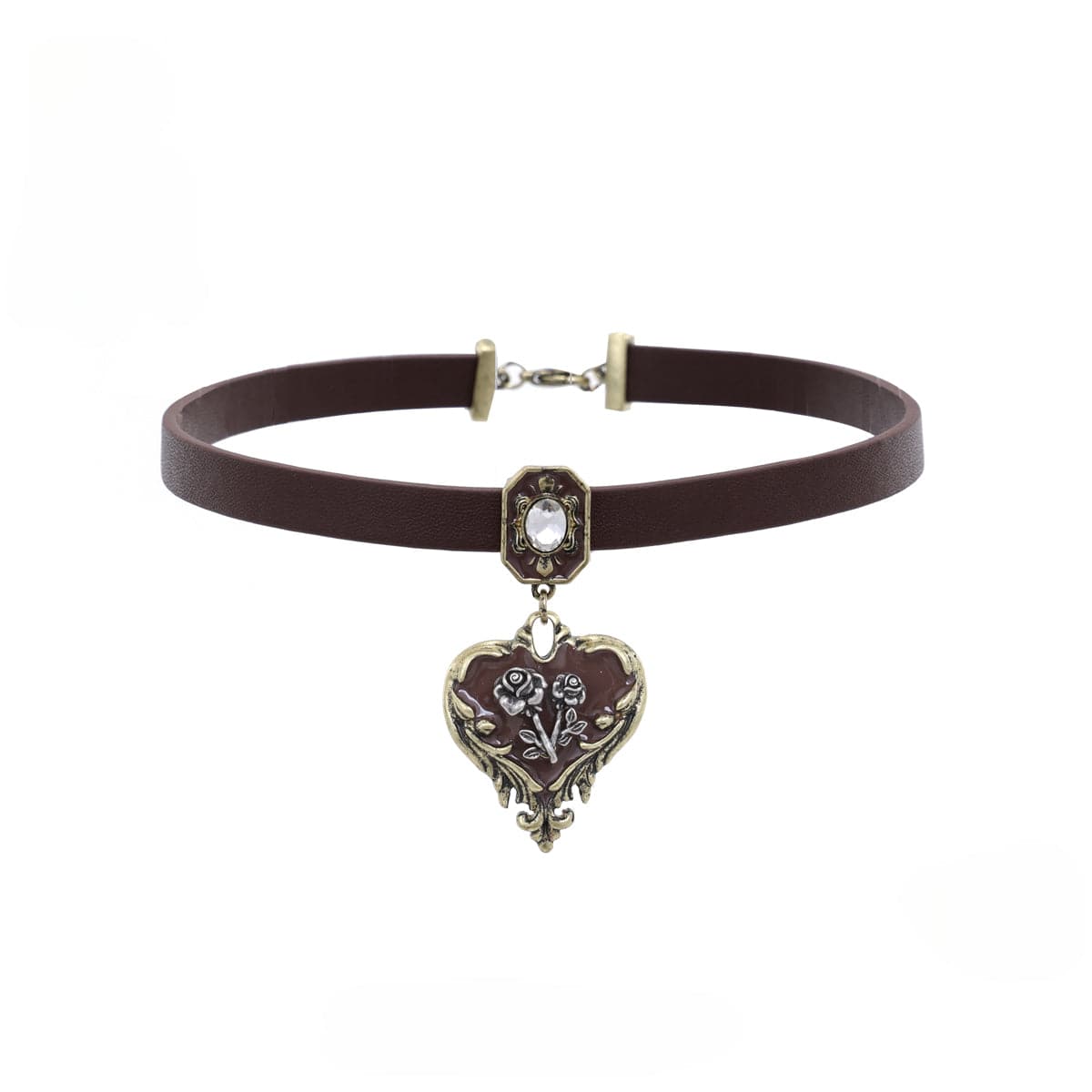 Women's Punk Heart Rose Distressed Choker - Punk Lovers