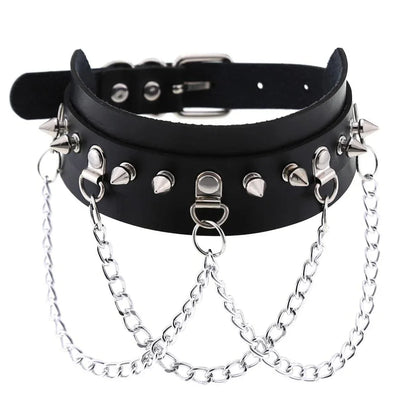 Women's Punk Rivets Chained Choker - Punk Lovers