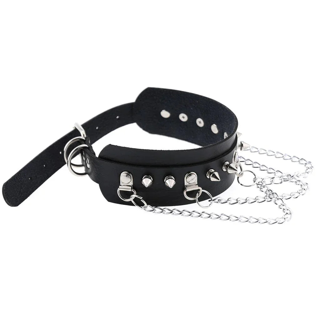 Women's Punk Rivets Chained Choker - Punk Lovers