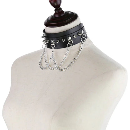 Women's Punk Rivets Chained Choker - Punk Lovers