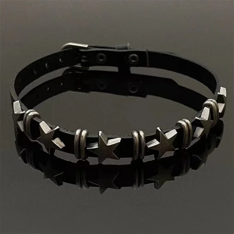 Women's Punk Star Faux Leather Choker - Punk Lovers
