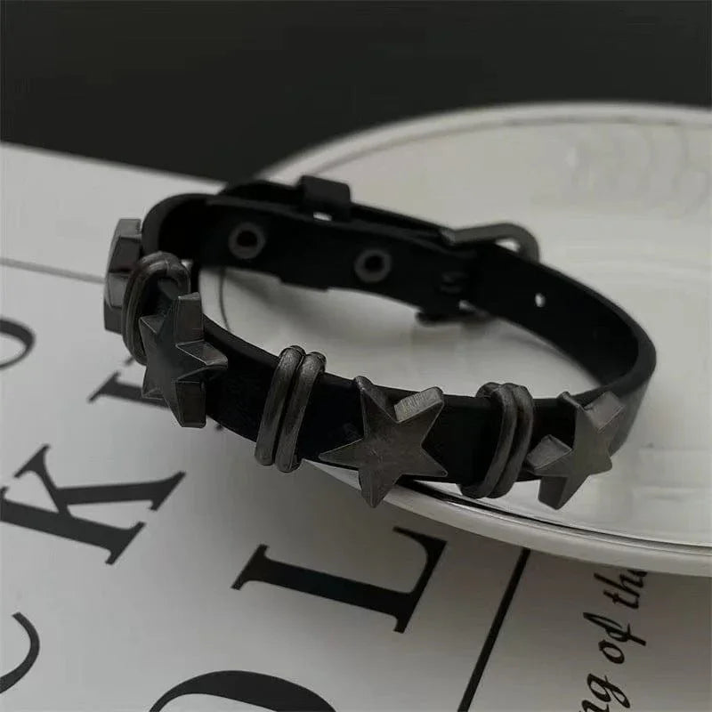 Women's Punk Star Faux Leather Choker - Punk Lovers