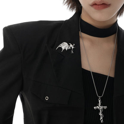 Women's Punk Thorns Cross Necklace - Punk Lovers