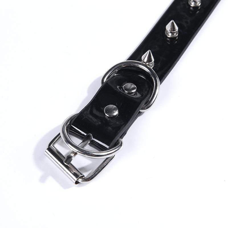 Women's Rivets Pentacle Pendant PU Chokers - Punk Lovers