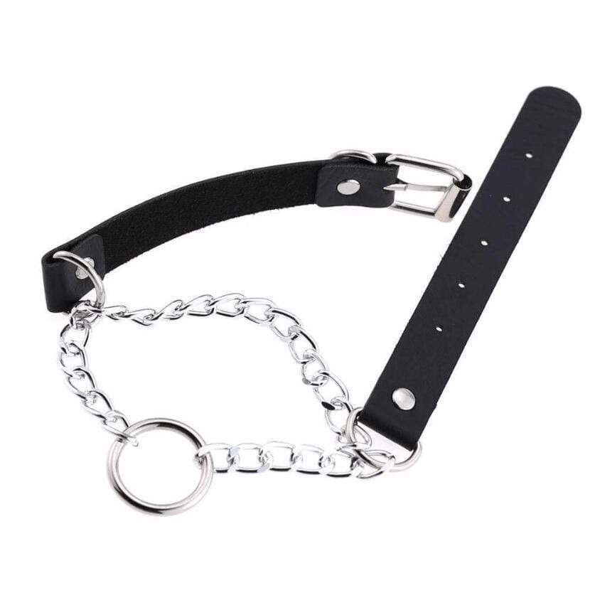 Women's Goth O-ring Double-layer Faux Leather Choker - Punk Lovers