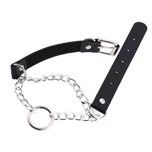 Women's Goth O-ring Double-layer Faux Leather Choker - Punk Lovers