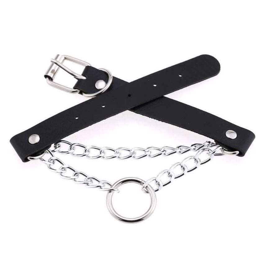 Women's Goth O-ring Double-layer Faux Leather Choker - Punk Lovers