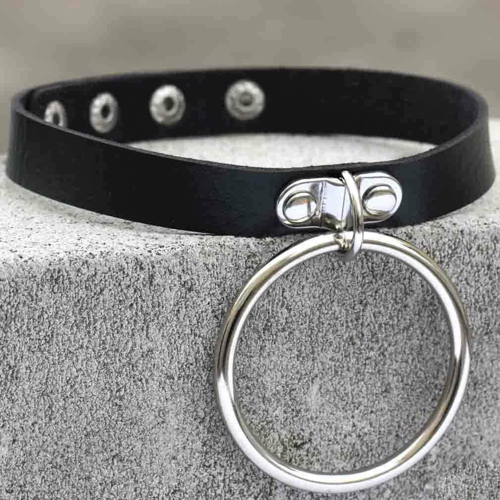 Women's Punk Black Choker With Big O-ring - Punk Lovers