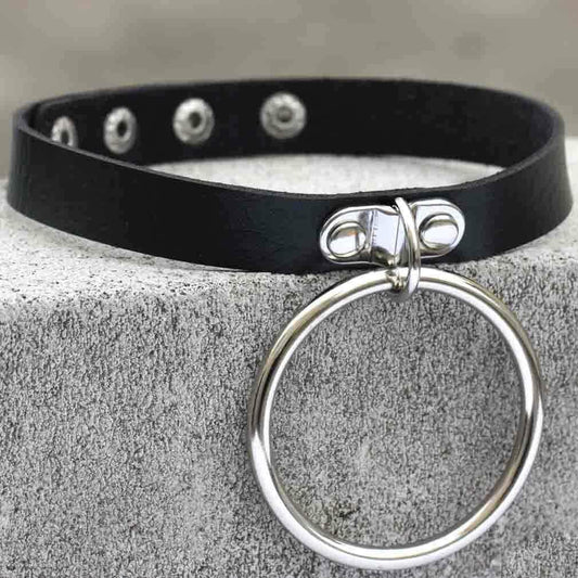 Women's Punk Black Choker With Big O-ring - Punk Lovers