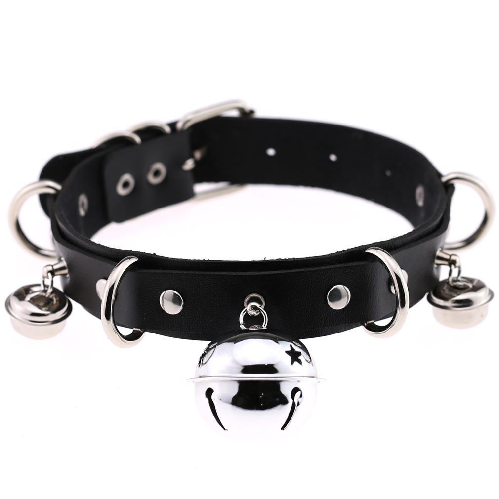 Women's Punk Little Bell PU Leather Choker - Punk Lovers