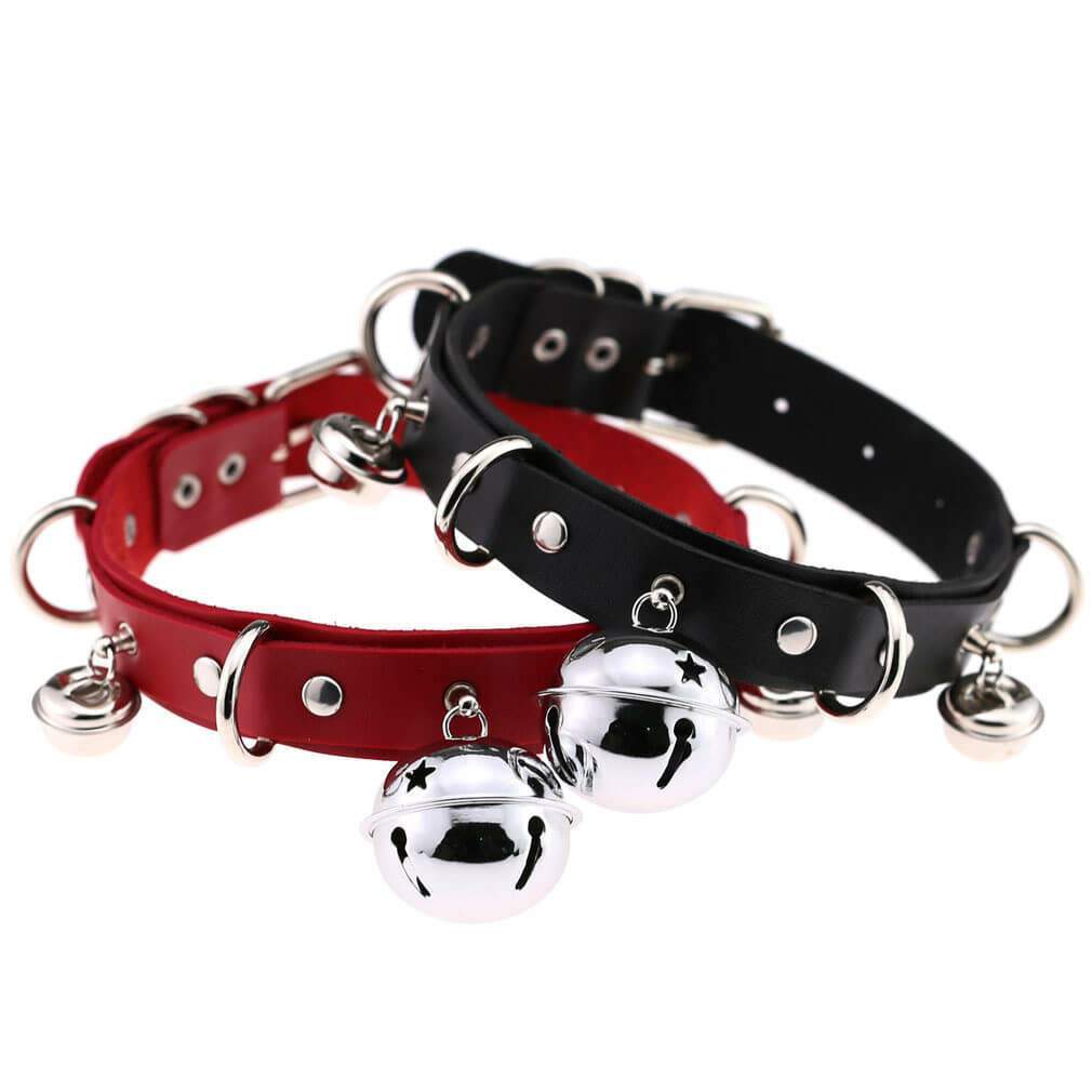 Women's Punk Little Bell PU Leather Choker - Punk Lovers