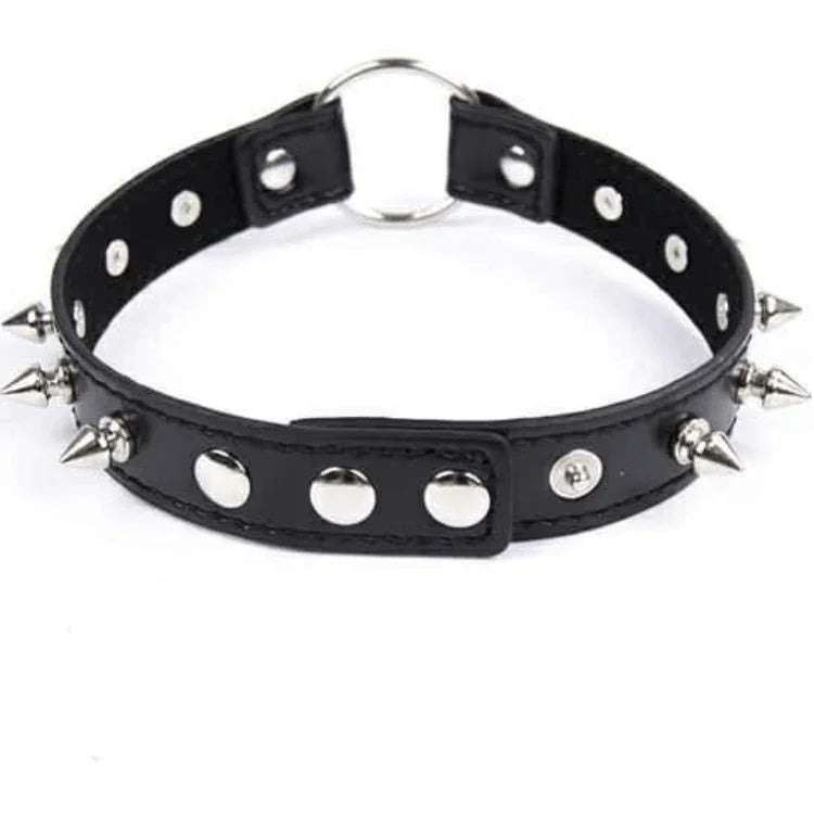 Women's Punk O-ring Choker With Rivet - Punk Lovers