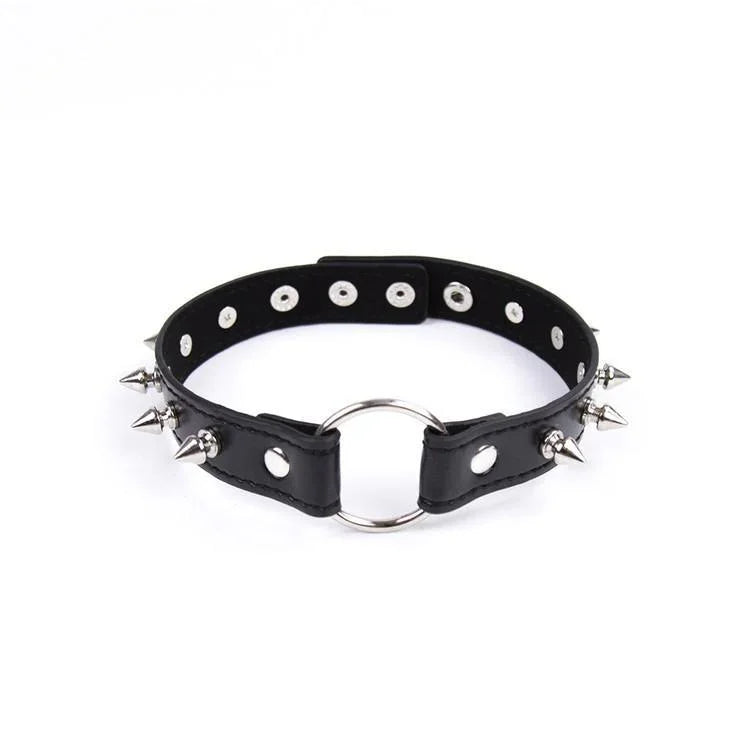 Women's Punk O-ring Choker With Rivet - Punk Lovers