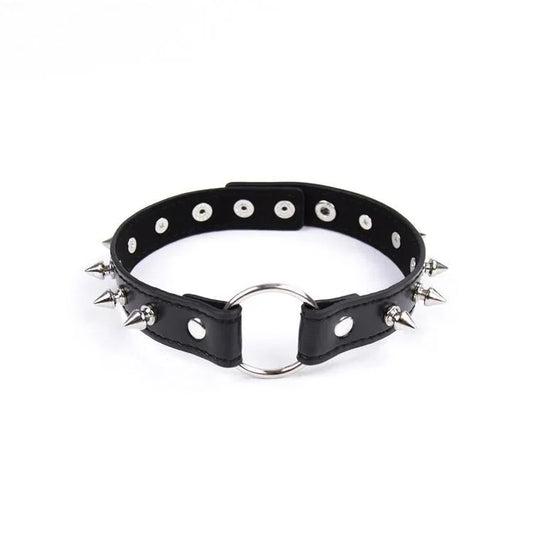 Women's Punk O-ring Choker With Rivet - Punk Lovers
